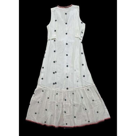 Conditions Apply Sz S Dress White Black Polka Dot Midi Maxi Boho Preppy Vacation - Picture 2 of 6